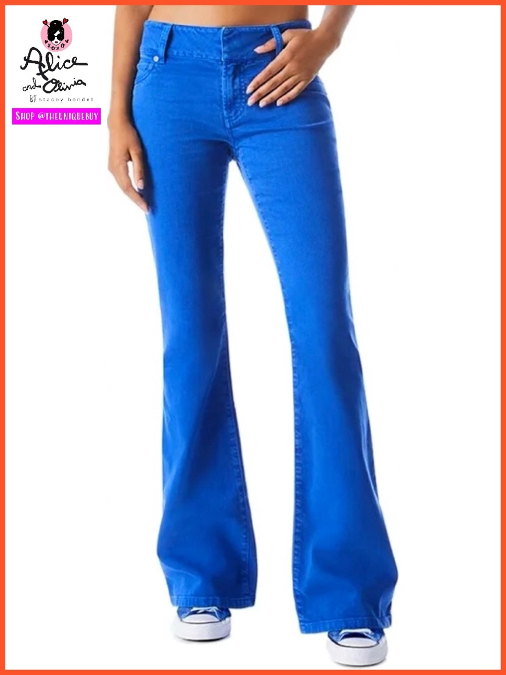 Alice + Olivia Stacey Low Rise Blue Bell Bottom Jeans